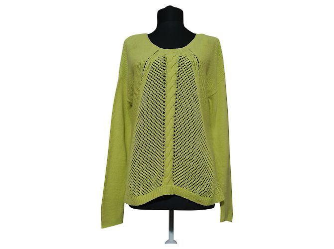 Suéter Cynthia Rowley Amarillo Lima Algodón Acrílico Talla L