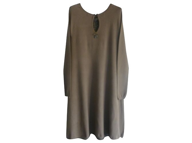 Twin Set vestido midi de seda pura e viscose Taupe