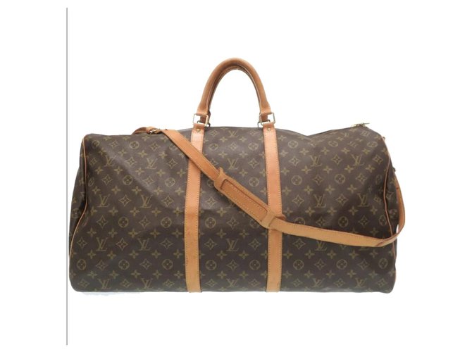 Louis Vuitton keepall 55 Brown Leather  ref.182187
