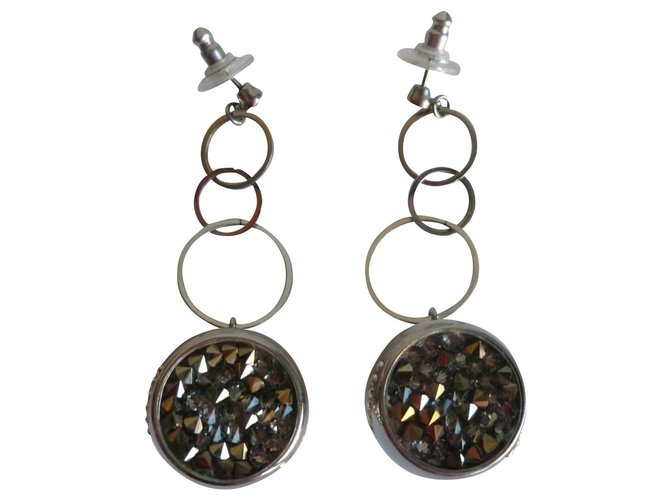 Swarovski Boucles d'oreilles cercle cristal et métal Argenté  ref.182190