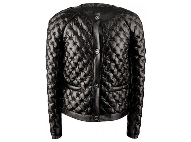 Chanel Jackets Black Leather  ref.182269