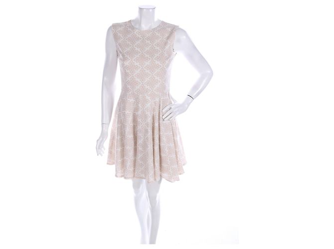 Diane Von Furstenberg Kleid Weiß Beige Baumwolle