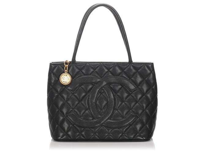 Chanel Black Caviar Medallion Tote Bag Leather  ref.182355