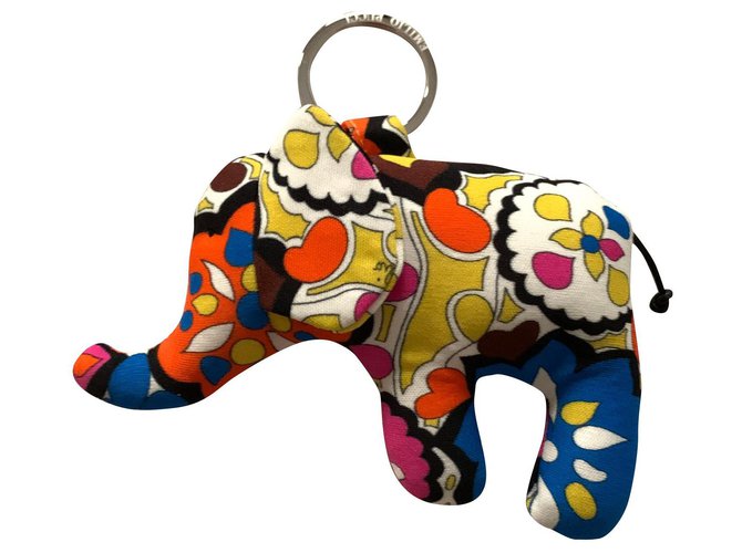 Emilio Pucci Porte-clés éléphant en soie imprimée Multicolore  ref.182431