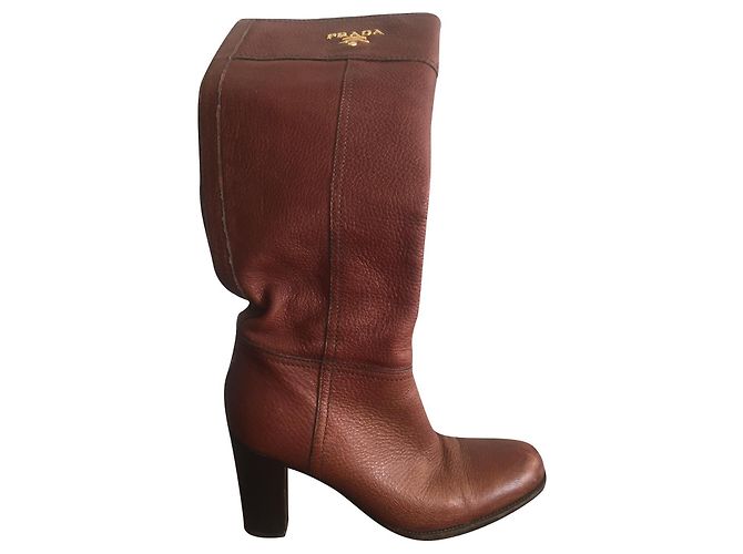 Prada Leather Boots Caramel Size 35