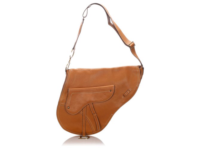 Dior Brown Leather Saddle Bag Pony-style calfskin  ref.182538
