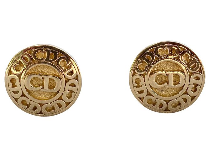 Christian Dior Brincos Dourado Metal Banhado a ouro  ref.182711