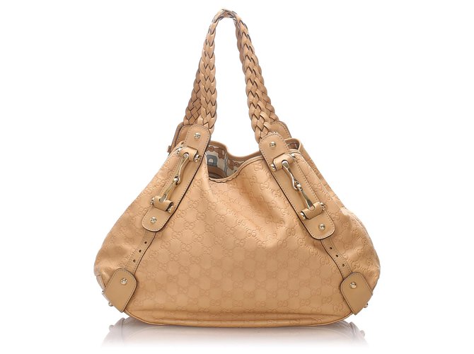 Gucci Brown Guccissima Pelham Tote Beige Leather Pony-style calfskin  ref.182737