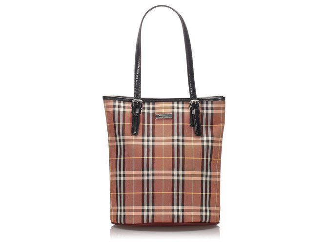 Burberry Brown House Check Canvas Tote Bag Multiple colors Leather Cloth Pony-style calfskin Cloth  ref.182738