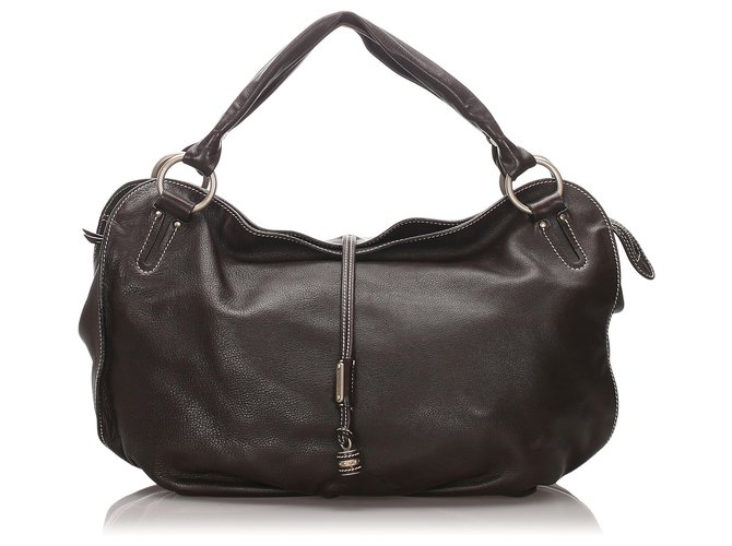 Céline Celine Brown Leather Agridulce Hobo Castaño Marrón oscuro Cuero Becerro  ref.182767