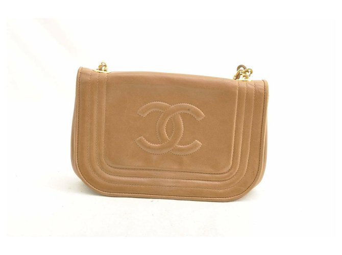 Chanel Lamb Skin Mademoiselle Chain Brown Leather  ref.182796