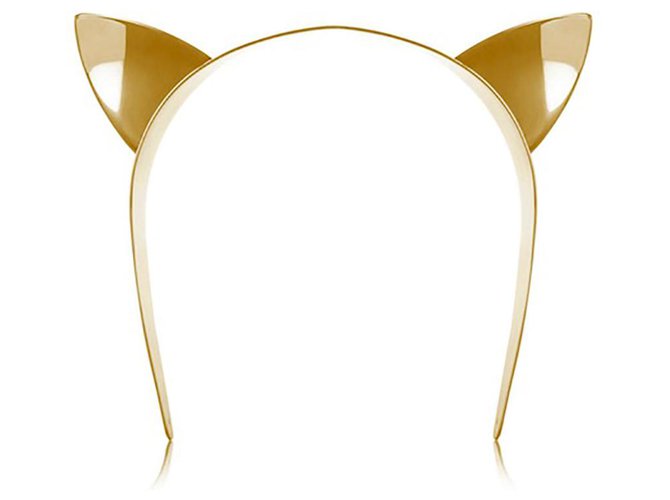 Maison Michel linda diadema de orejas de gato Dorado Metal  ref.182869