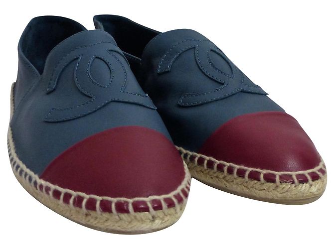 Chanel espadrillas Blu Bordò Pelle