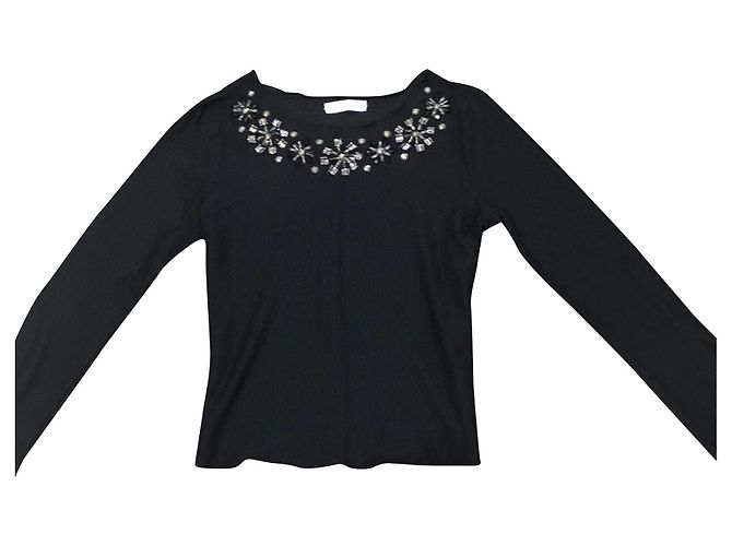 Blusa Dolce & Gabbana in cotone nero con gemme