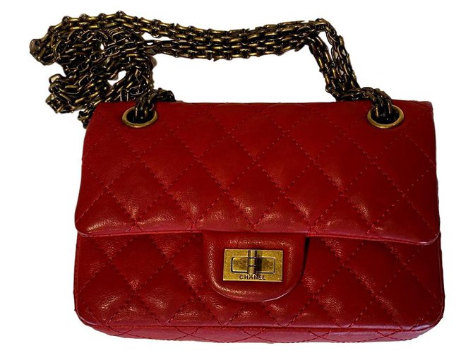 Chanel 2.55 Mini Roja Piel de cordero  ref.182882
