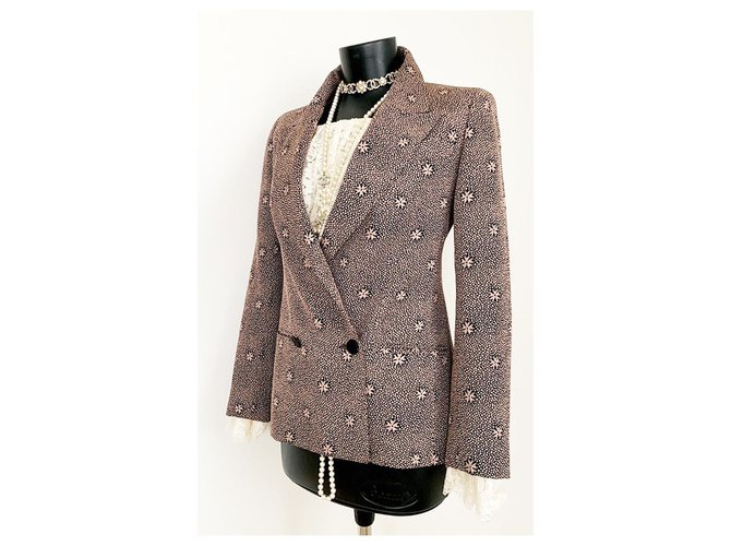 Chanel '' Camélias '' jaqueta de seda Multicor  ref.182901