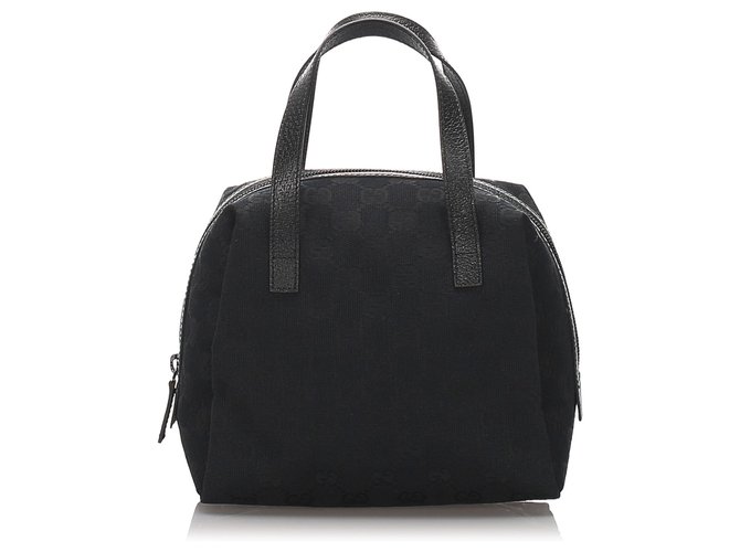 Gucci Black GG Canvas Handbag Leather Cloth Pony-style calfskin Cloth  ref.182967