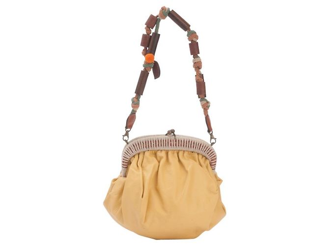Borsa Marni Balloon Mag Gialla in Agnello Giallo
