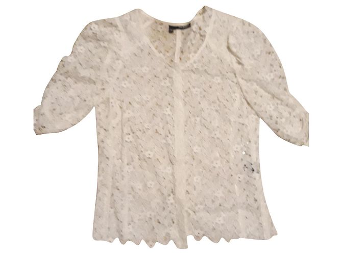 The Kooples Spitzenbluse cremeweiß Baumwolle Aus weiß