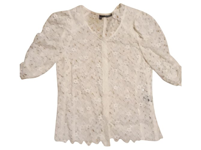 The Kooples Kooples lace blouse Eggshell Cotton  ref.183014