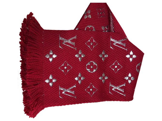 Louis Vuitton Logomania Shine scarves Red Silk Polyester Wool  ref.183026