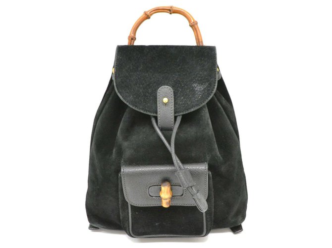 Gucci Bamboo Backpack Black Suede  ref.183060
