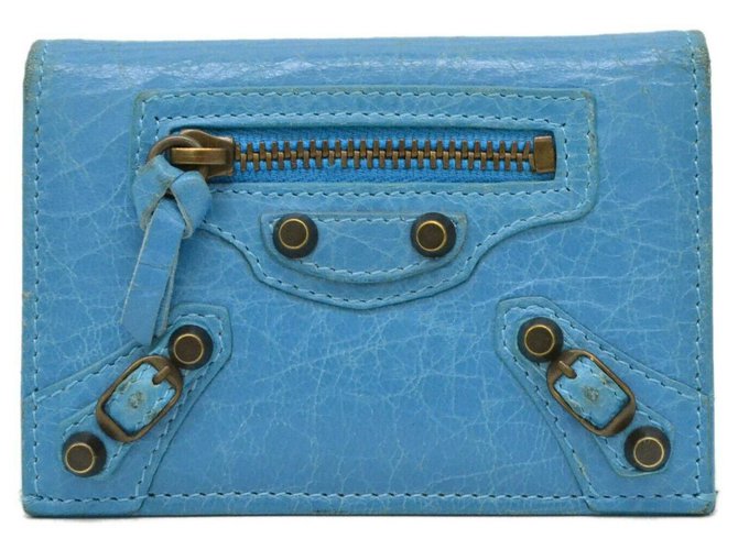 Balenciaga Wallet Blu Pelle  ref.183124