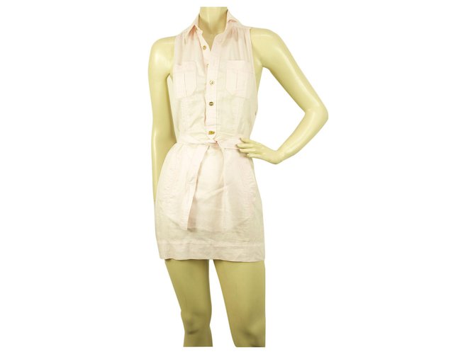 Dsquared2 D2 Super Mini Length Pink Sleeveless Shirt Summer Dress Size 40 Cotton  ref.183169