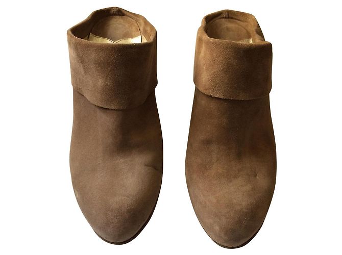 Janet & Janet Clogs Mules Beige Wildleder Leder 35