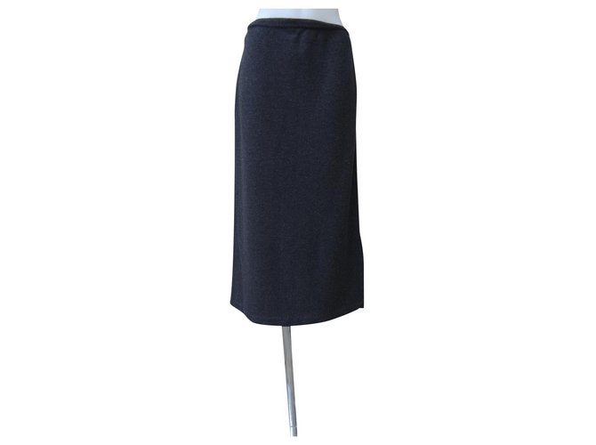 Brunello Cucinelli Skirts Black Grey Silk Cashmere Wool  ref.183304