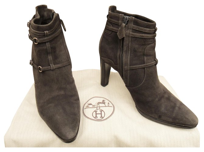 Hermès p boots 39,5 Grey Deerskin  ref.183334