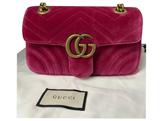 Gucci GG Marmont Matelasse Velvet ini Pink  ref.183345