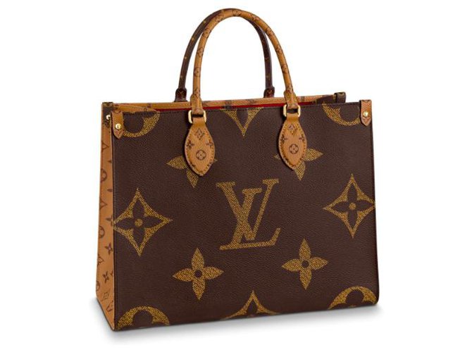 Louis+Vuitton+OnTheGo+Tote+MM+Brown+Leather for sale online