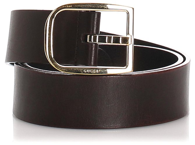 Cinturón de cuero negro de Gucci Plata Becerro  ref.183372