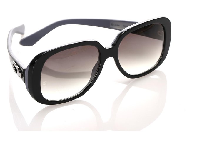 Cartier Black Round Tinted Sunglasses  ref.183382