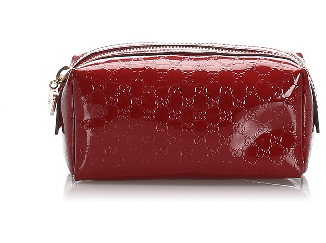 Gucci Red Microguccissima Patent Leather Pouch  ref.183442