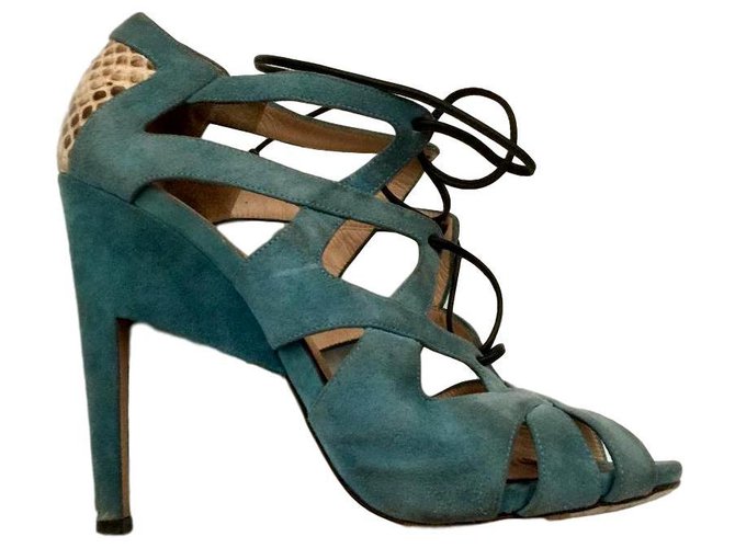 Nicholas Kirkwood Snakeskin and suede heels Multiple colors Turquoise Exotic leather  ref.183457