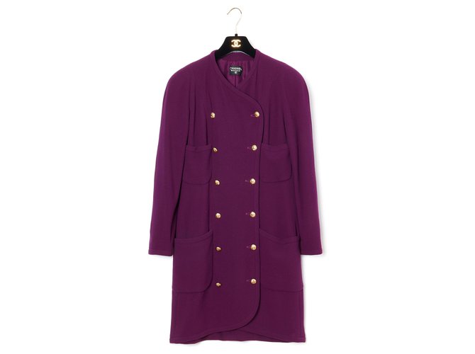 Chanel PURPLE COAT OR DRESS FR40 Wool  ref.183488
