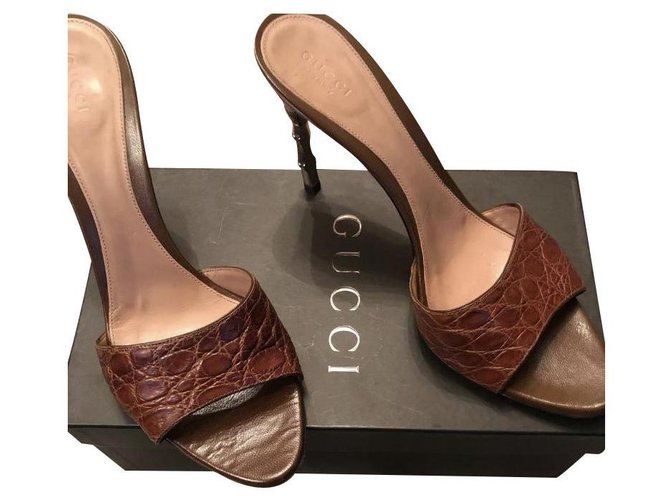 Gucci Heels Light brown Exotic leather  ref.183496