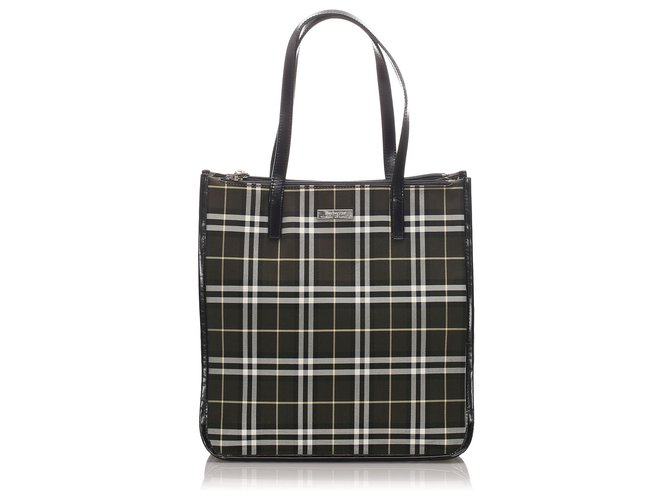Burberry Black House Check Canvas Tote Bag Multiple colors Leather Cloth Pony-style calfskin Cloth  ref.183559