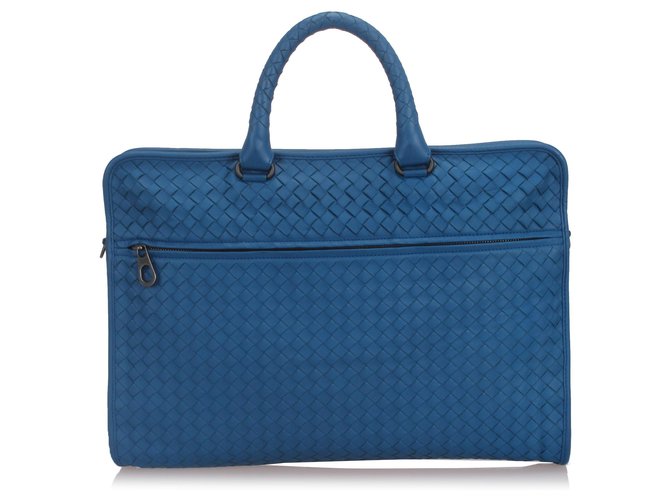 Bottega Veneta Blue Intrecciato Leather Business Bag Pony-style calfskin  ref.183565