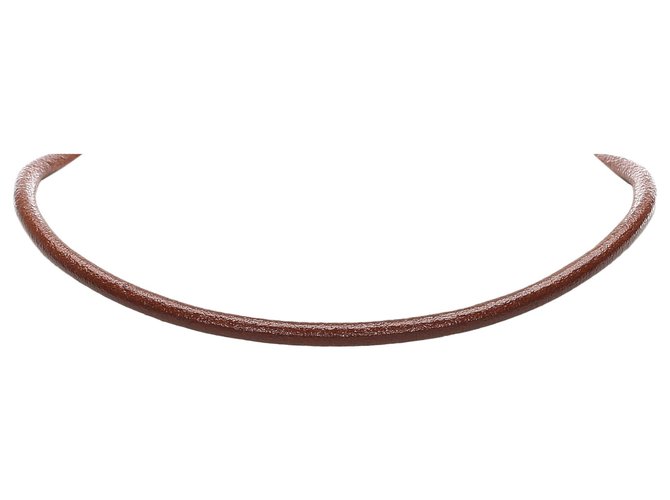 Bulgari Collier ras du cou en cuir rouge Bvlgari Métal Veau façon poulain  ref.183570