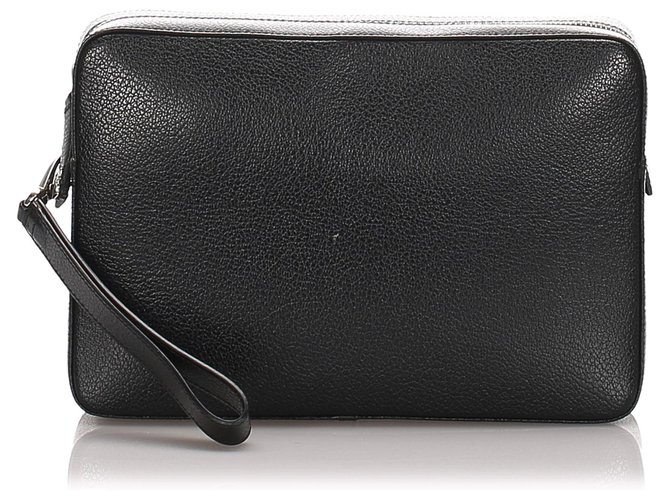 Autre Marque Pochette in pelle nera Ferragamo Nero Vitello simile a un vitello  ref.183572