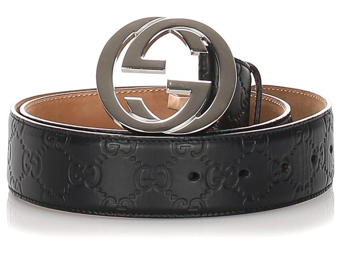 Gucci Black lined G Guccissima Belt Leather Pony-style calfskin  ref.183592