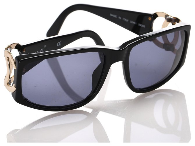 Chanel schwarz getönte CC Sonnenbrille Mehrfarben Kunststoff  ref.183593