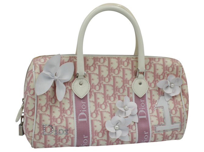 Dior Girly bsoton Handtasche Pink Leinwand  ref.183616