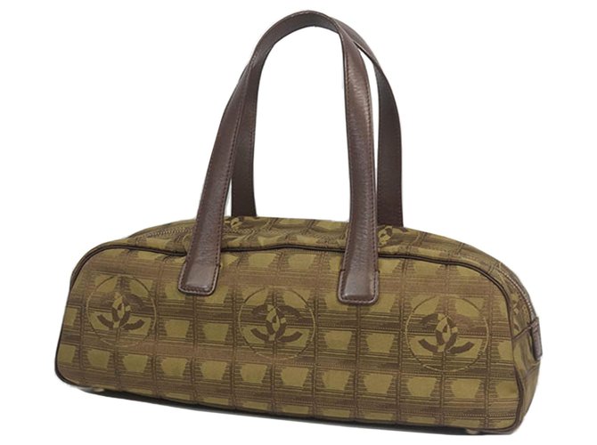 Chanel Brown New Travel Line Handbag Dark brown Leather Pony-style calfskin Nylon Cloth  ref.183714