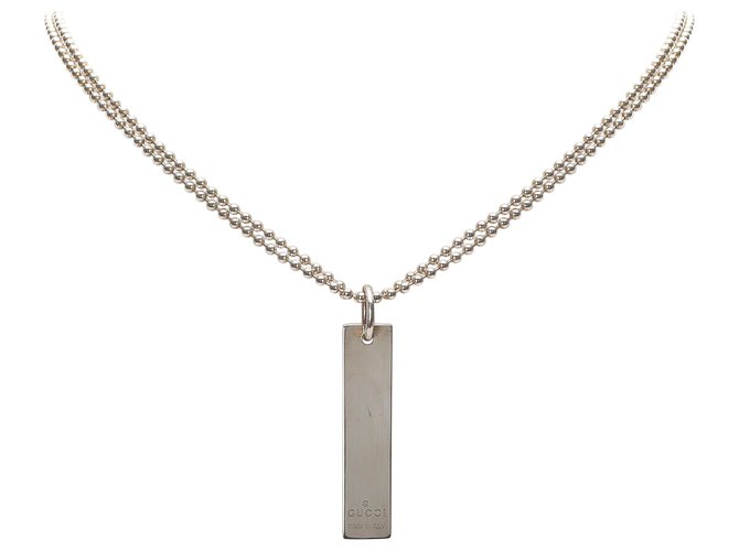 Gucci Silver Metal Pendant Necklace Silvery  ref.183719