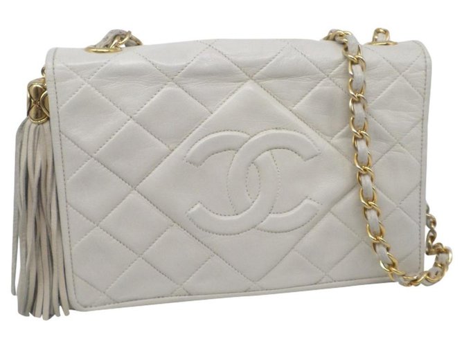 Camera Chanel Handtaschen Weiß Leder  ref.183757