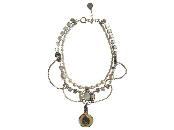 Reminiscence Silver and Pearl necklance Silvery  ref.183760